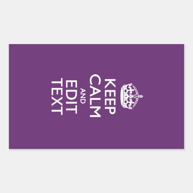 Personalized KEEP CALM AND Edit Text on Purple Sticker (Front)