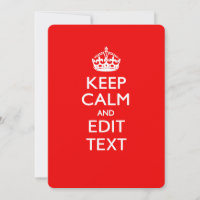 Personalized KEEP CALM AND Edit Text on Red