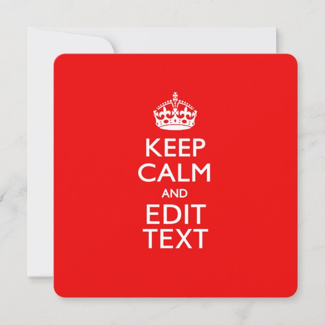 Personalized KEEP CALM AND Edit Text on Red (Front)