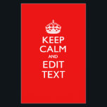 Personalized KEEP CALM AND Edit Text on Red Flyer<br><div class="desc">A personalized racy red Keep Calm and Carry On style saying on a custom gift. Humourous or whimsical try on your creative words on the two editable lines of text. Remember to use CAPITAL letters for best results. Use the "Ask this Designer" link to contact us with your special design...</div>