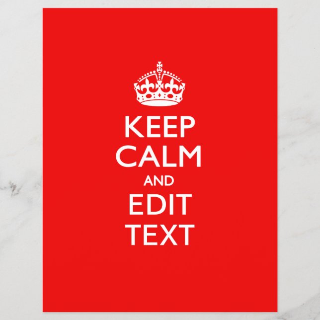 Personalized KEEP CALM AND Edit Text on Red Flyer (Front)