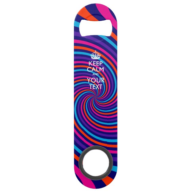 Personalized KEEP CALM AND Edit Text on Swirl Speed Bottle Opener (Front)