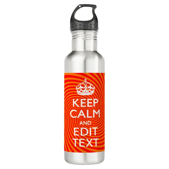 Personalized KEEP CALM AND Edit Text Orange Swirl 710 Ml Water Bottle (Front)