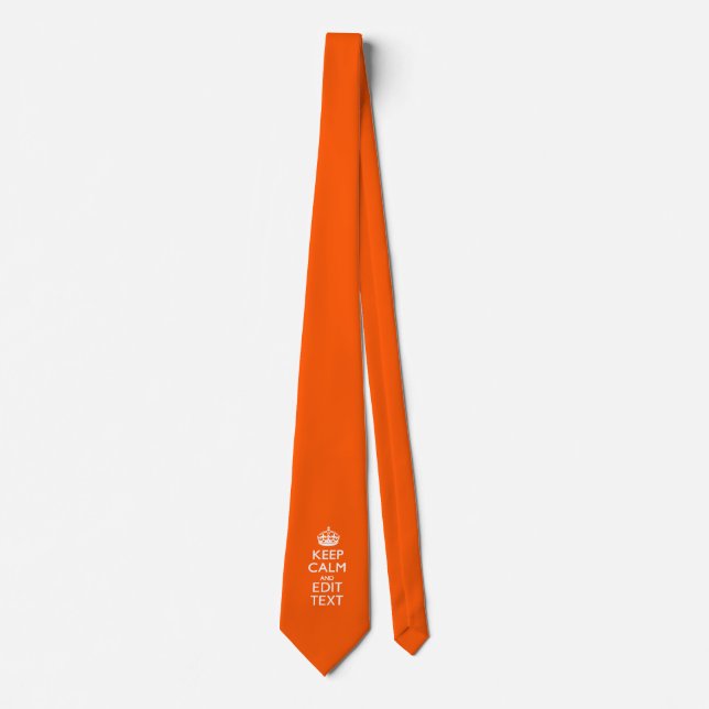 Personalized KEEP CALM AND Edit Text Orange Tie (Front)