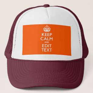Personalized KEEP CALM AND Edit Text Orange Trucker Hat