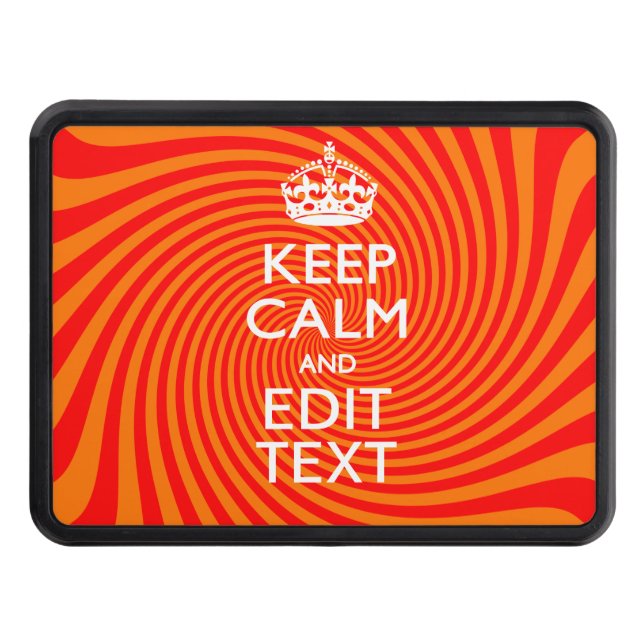 Personalized KEEP CALM AND Have Text Orange Swirl Trailer Hitch Cover (Front)