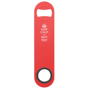 Personalized KEEP CALM and Have your text on Coral Speed Bottle Opener