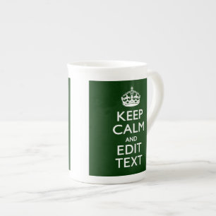 Personalized Keep Calm And Have Your Text on Green Bone China Mug
