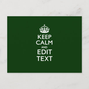 Personalized Keep Calm And Have Your Text on Green Postcard