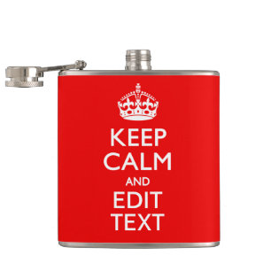 Personalized Keep Calm And Have Your Text on Red Hip Flask