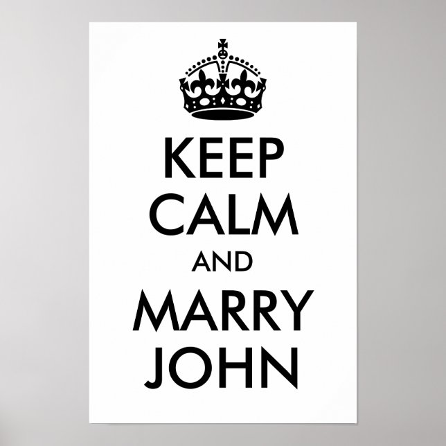 Personalized Keep Calm and Marry On Black Poster (Front)
