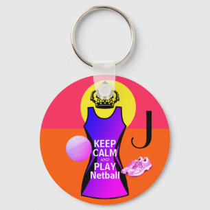 Personalized Keep Calm and Play Netball Keychain