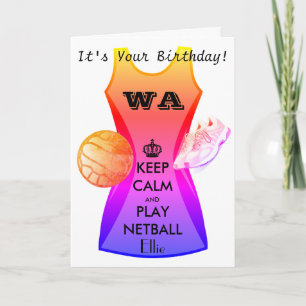 Personalized Keep Calm and Play Netball Quote Card