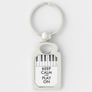 Personalized KEEP CALM and PLAY ON -Keyboard piano Keychain