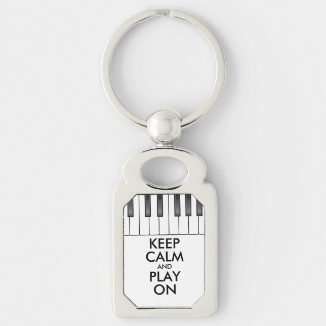 Personalized KEEP CALM and PLAY ON -Keyboard piano Keychain (Front)