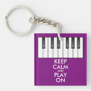 Personalized KEEP CALM and PLAY ON -Keyboard piano Keychain