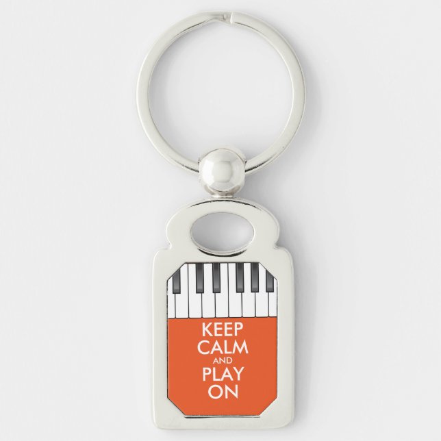 Personalized KEEP CALM and PLAY ON -Keyboard piano Keychain (Front)