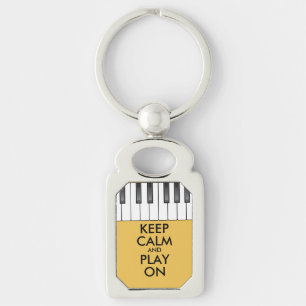 Personalized KEEP CALM and PLAY ON -Keyboard piano Keychain