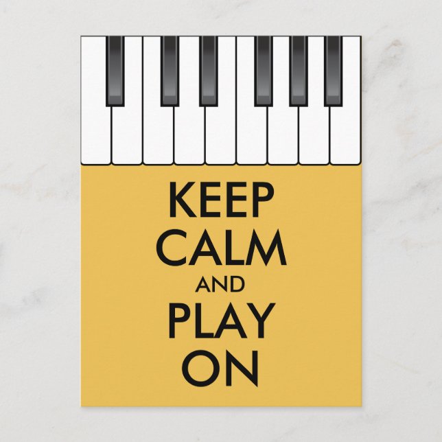Personalized KEEP CALM and PLAY ON -Keyboard piano Postcard (Front)