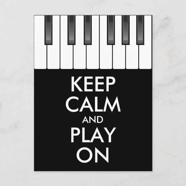 Personalized KEEP CALM and PLAY ON -Keyboard piano Postcard (Front)