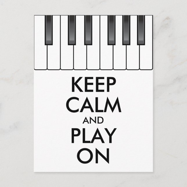 Personalized KEEP CALM and PLAY ON -Keyboard piano Postcard (Front)