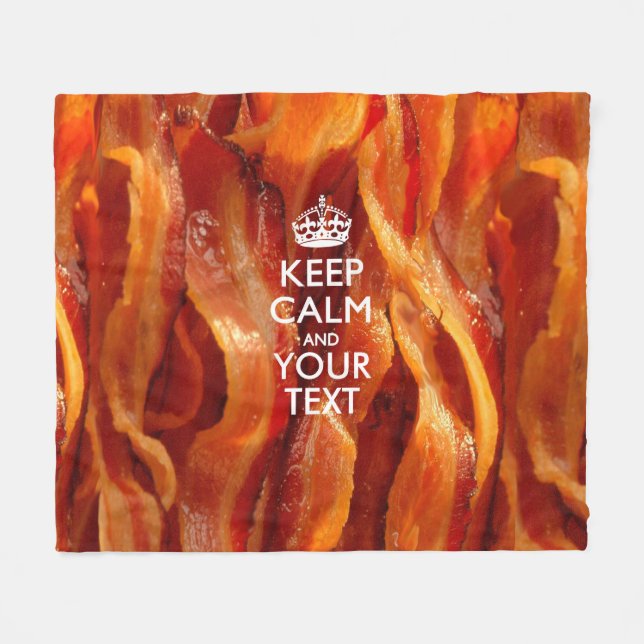 Personalized Keep Calm And Your Bacon Fleece Blanket (Front (Horizontal))
