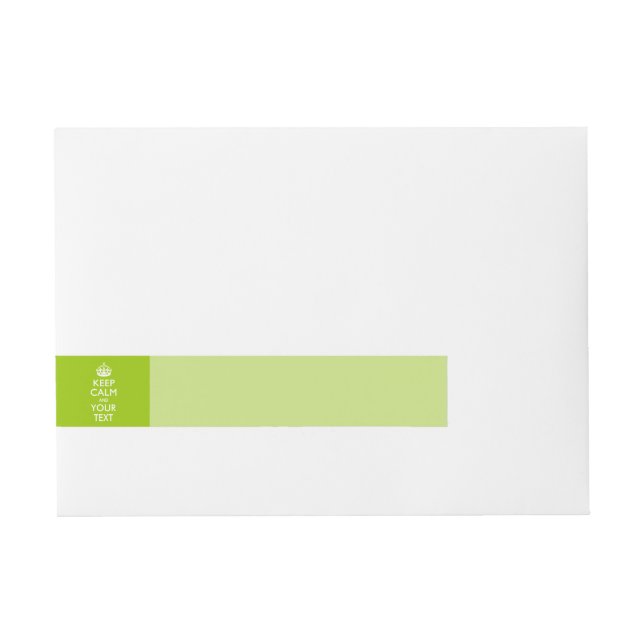 Personalized KEEP CALM AND Your Creative Text Lime Wraparound Address Label (Front)