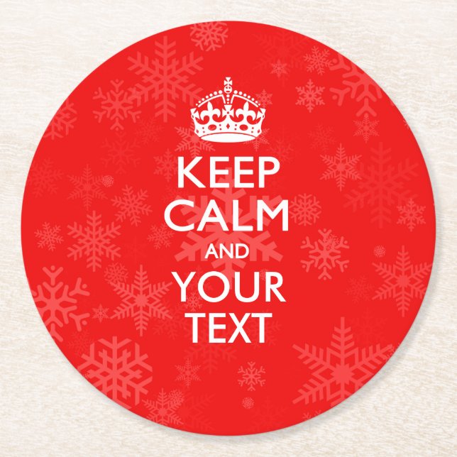 Personalized KEEP CALM AND Your on Red Round Paper Coaster (Front)
