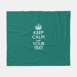 Personalized Keep Calm And Your Text Aqua Fleece Blanket