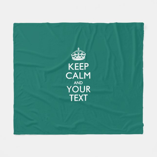 Personalized Keep Calm And Your Text Aqua Fleece Blanket (Front (Horizontal))