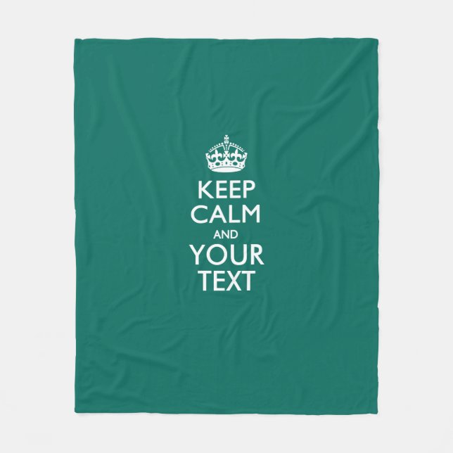 Personalized Keep Calm And Your Text Aqua Fleece Blanket (Front)
