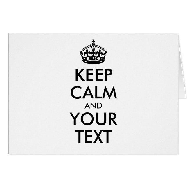 Personalized KEEP CALM and YOUR TEXT - black words (Front Horizontal)