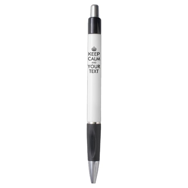 Personalized KEEP CALM and YOUR TEXT - black words Pen (Front Vertical)