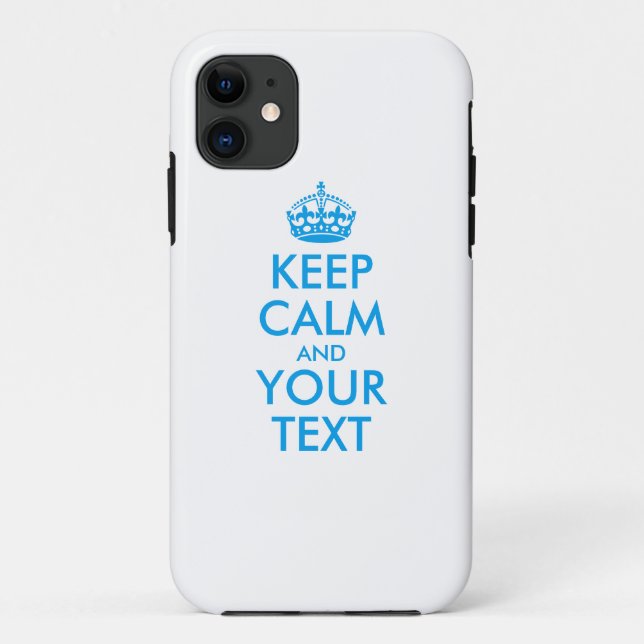 Personalized KEEP CALM and YOUR TEXT - blue words Case-Mate iPhone Case (Back)