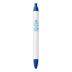 Personalized KEEP CALM and YOUR TEXT - blue words Ink Pen