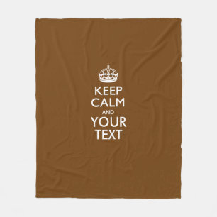 Personalized Keep Calm And Your Text Brown Fleece Blanket