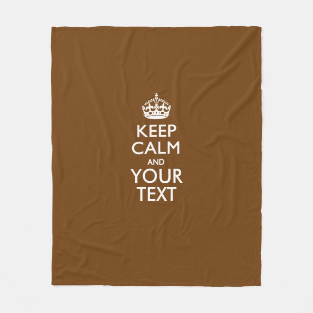 Personalized Keep Calm And Your Text Brown Fleece Blanket (Front)