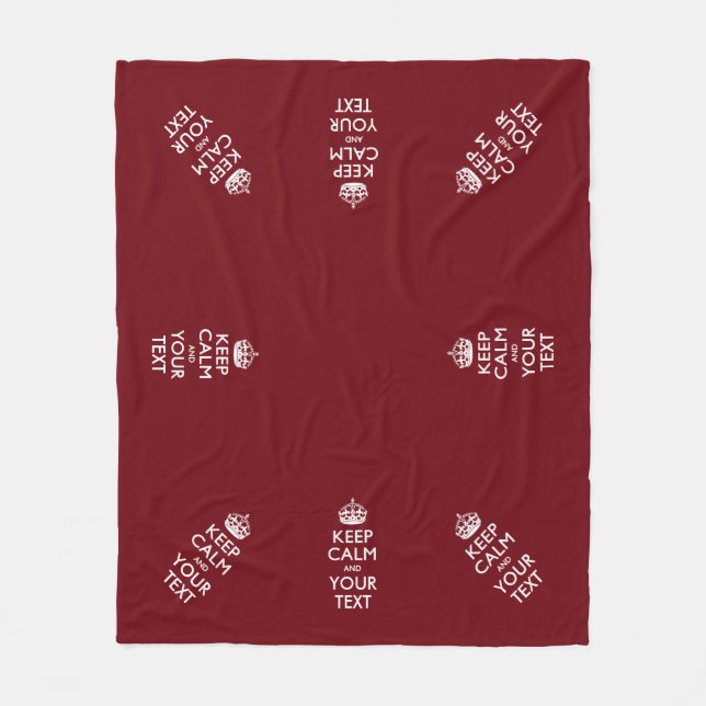 Personalized Keep Calm And Your Text Burgundy Fleece Blanket (Front)