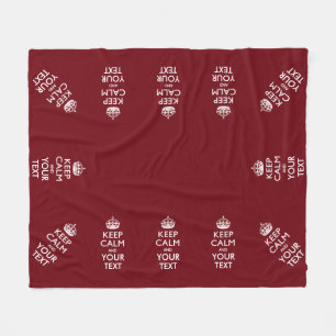 Personalized Keep Calm And Your Text Burgundy Fleece Blanket