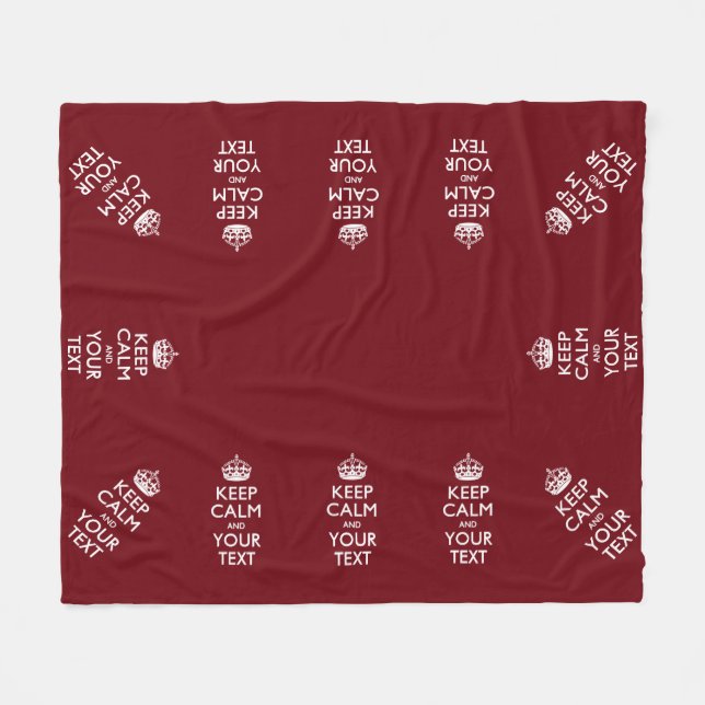 Personalized Keep Calm And Your Text Burgundy Fleece Blanket (Front (Horizontal))