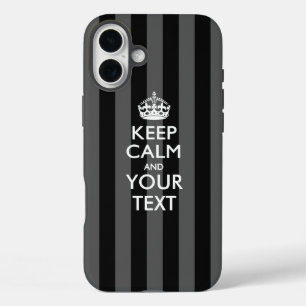 Personalized KEEP CALM AND Your Text iPhone 16 Plus Case
