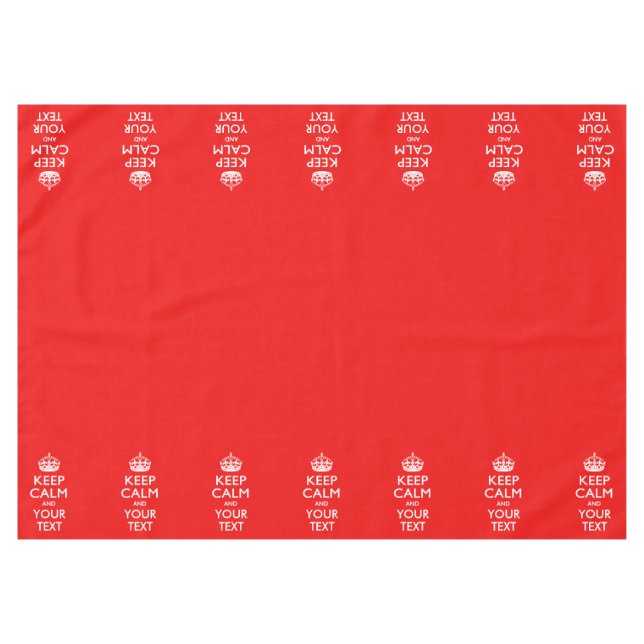 Personalized Keep Calm And Your Text Coral Pink Tablecloth (Front (Horizontal))