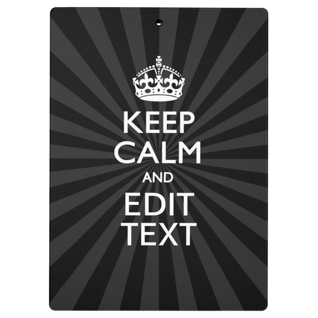 Personalized KEEP CALM and your text Creative Clipboard (Back)