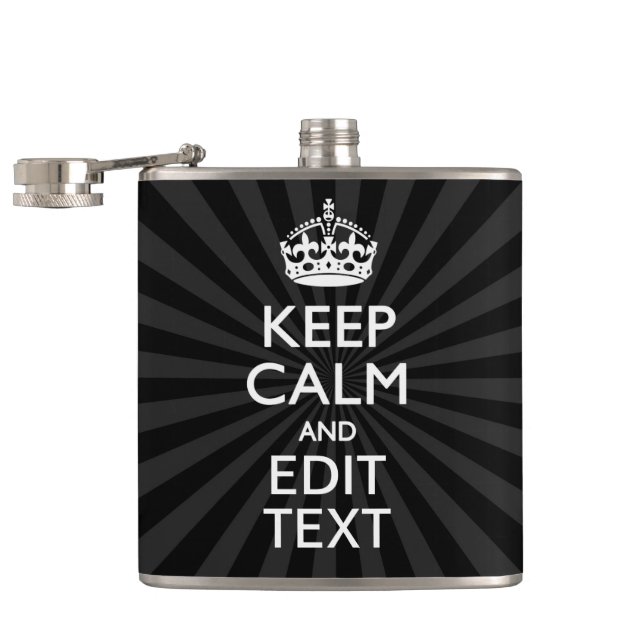 Personalized KEEP CALM and your text Creative Hip Flask (Opened)