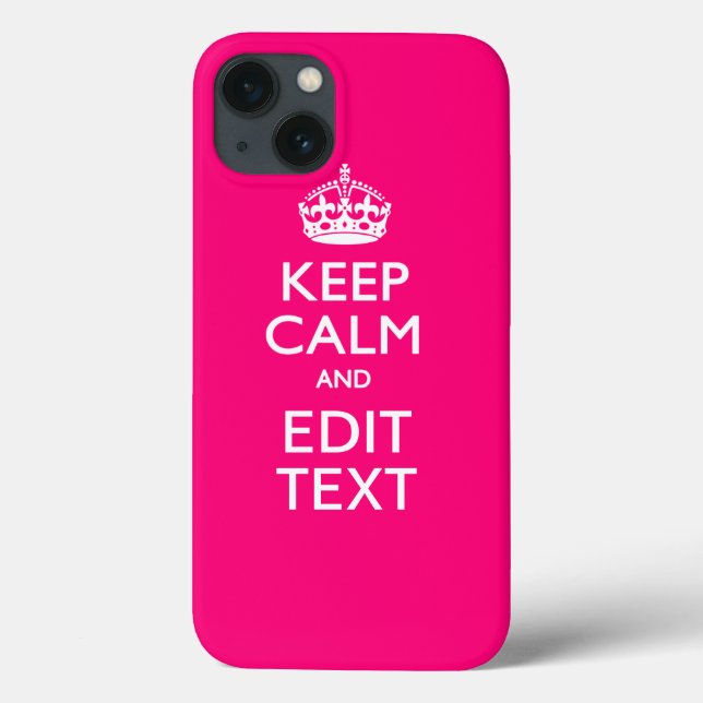 Personalized KEEP CALM AND Your Text EASILY PINK Case-Mate iPhone Case (Back)