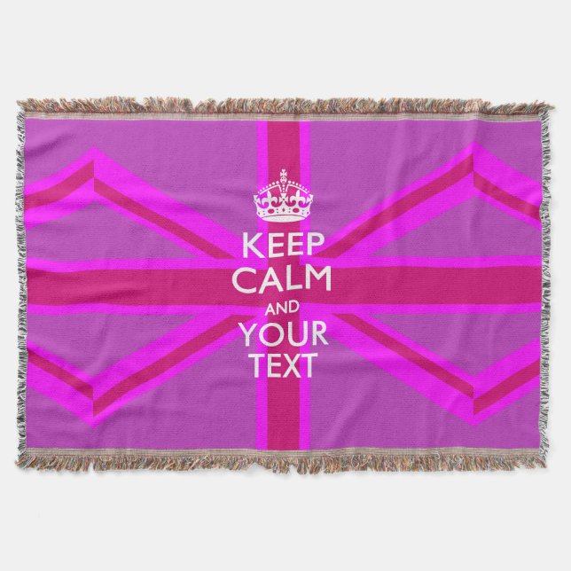 Personalized Keep Calm and Your Text for Cool Gift Throw Blanket (Front)