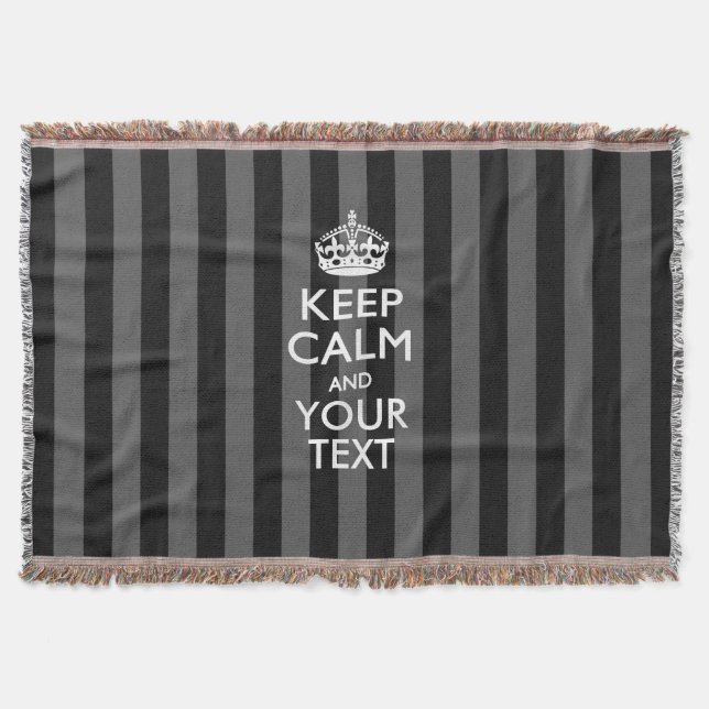 Personalized Keep Calm and Your Text for Cool Gift Throw Blanket (Front)