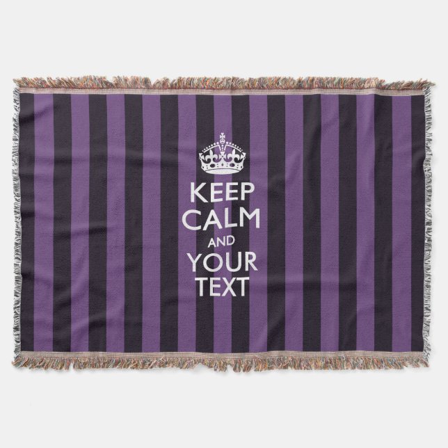Personalized Keep Calm and Your Text for Cool Gift Throw Blanket (Front)