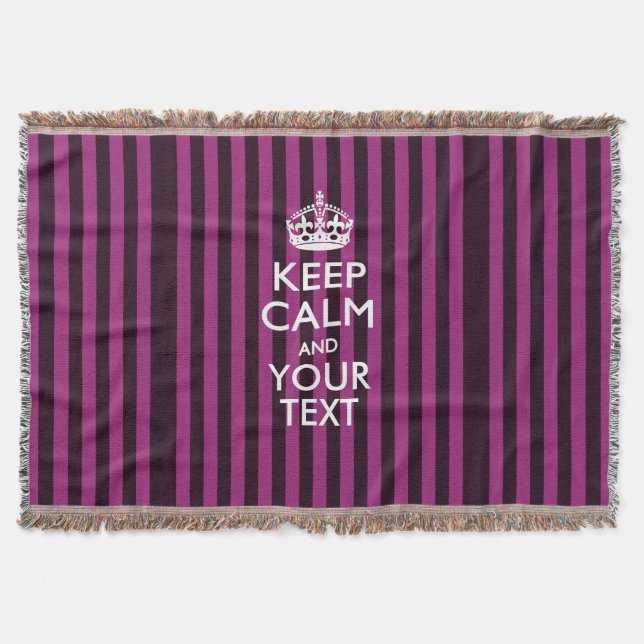 Personalized Keep Calm and Your Text for Cool Gift Throw Blanket (Front)