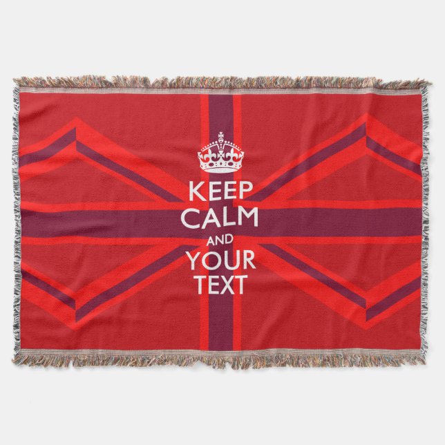 Personalized Keep Calm and Your Text for Cool Gift Throw Blanket (Front)